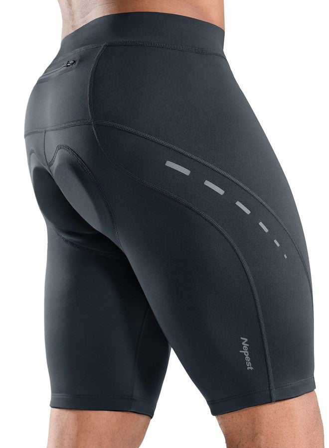 Nepest Men's Bike Shorts 4D Padded Cycling Road Biking Riding Biker Bicycle Mountain Cycle Shorts Zipper Pockets Dark Grey,M - Image 1
